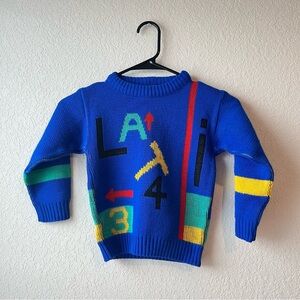 80s 90s Vintage Abstract Retro Knit Sweater Kids Size 6
